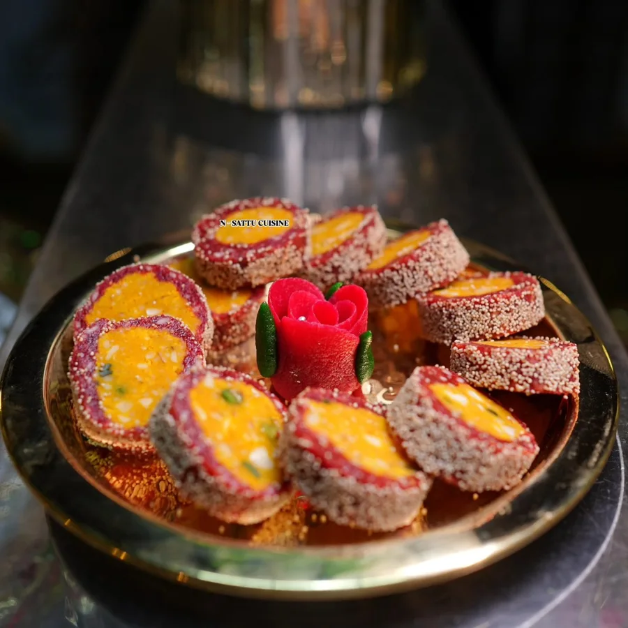 Rose Kesar Dry Fruit Mithai - गुलाब केसर ड्राई फ्रूट मिठाई wedding catering dish